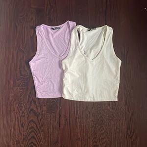 Shein white and purple stretchy tank top